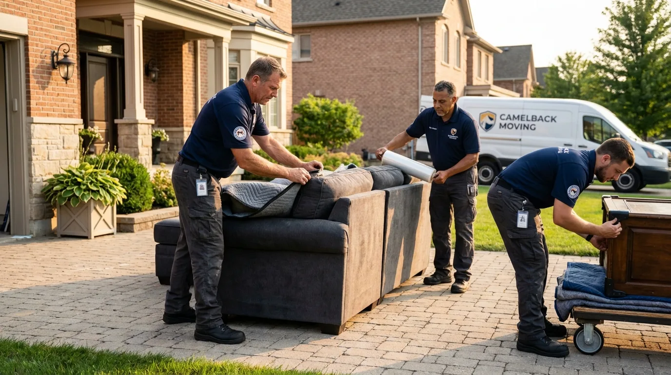 Large estate moving crew wrapping furniture in De Smet, SD